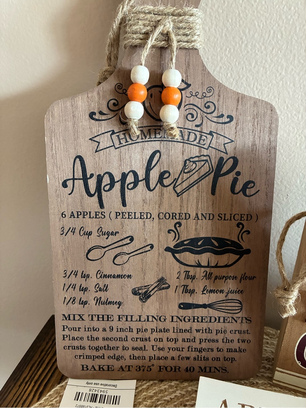Rustic Apple Pie & Cider Wall Decor Set - Neutral Brown and Red - Picture 2 of 9